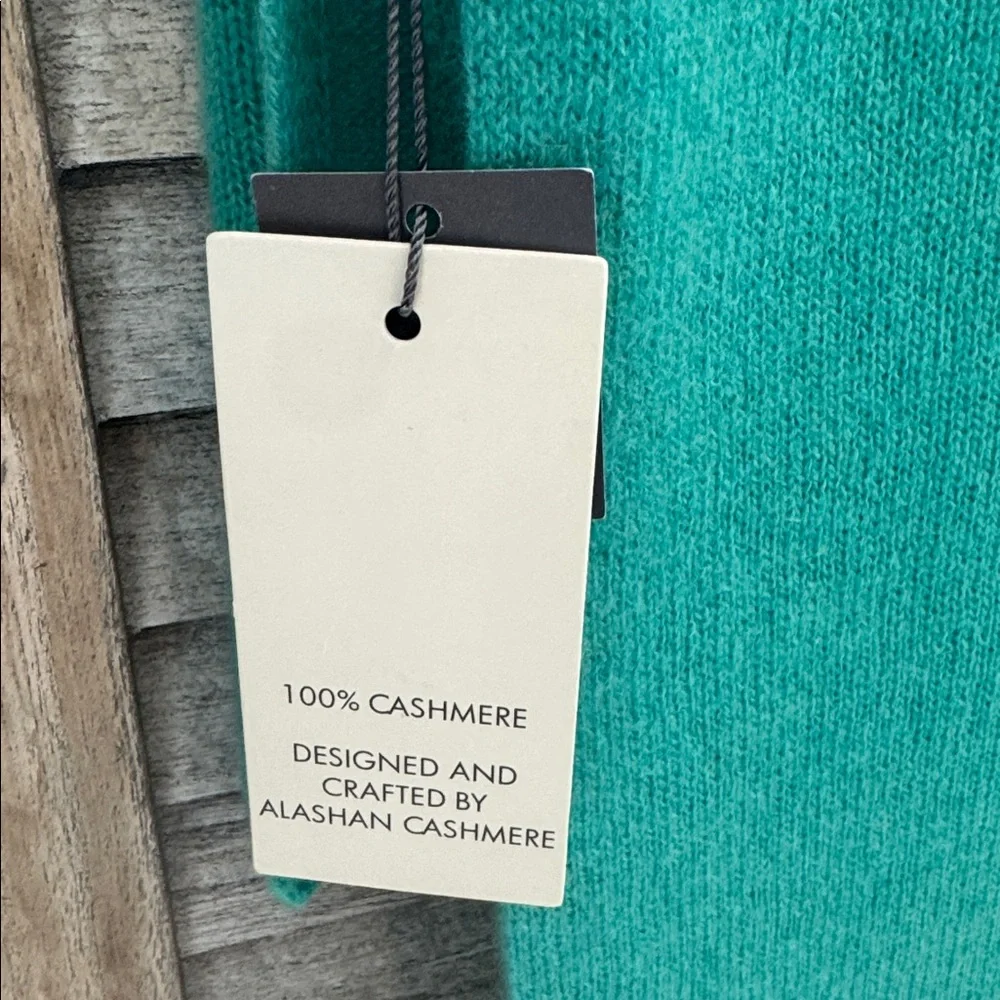 236. Alaskan Cashmere Dress top Scarf Emerald Teal Knit NWT